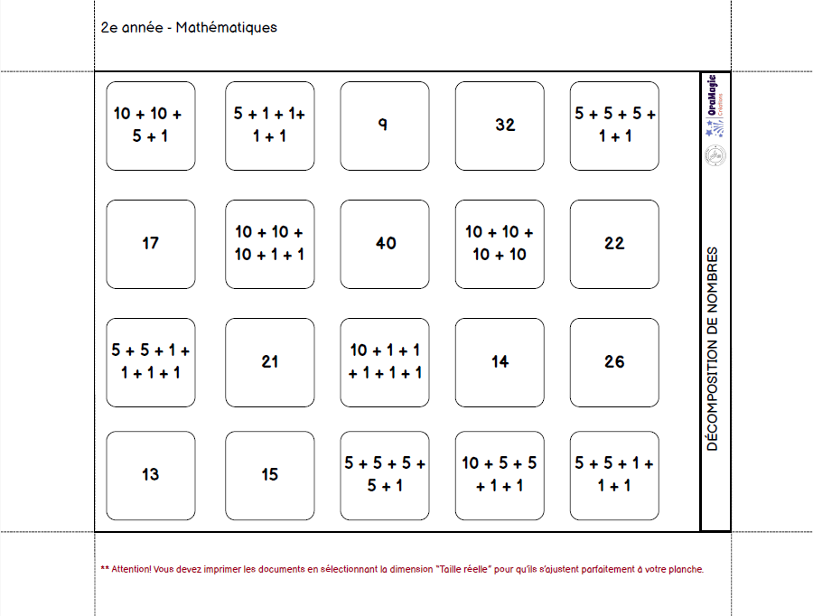 Planche d'automne | Outil de langage et de mathématique | En collaboration avec OraMagie