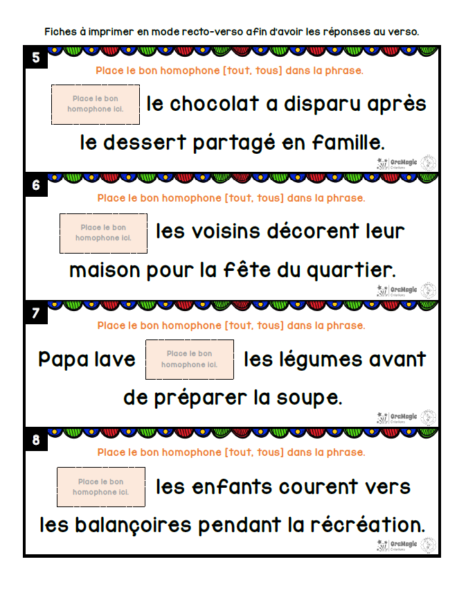 Ensemble complet d'homophones | Outils de langage | En collaboration avec OraMagie