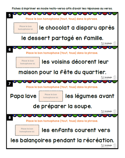 Ensemble complet d'homophones | Outils de langage | En collaboration avec OraMagie