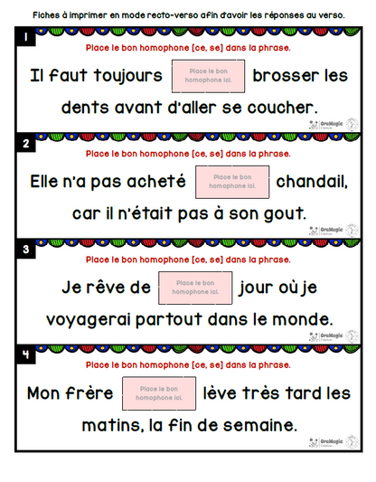 Homophones [ce] et [se] | Outils de langage | En collaboration avec OraMagie