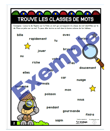 Dés de classes de mots – 2e et 3e cycle | Outils de langage | En collaboration avec OraMagie