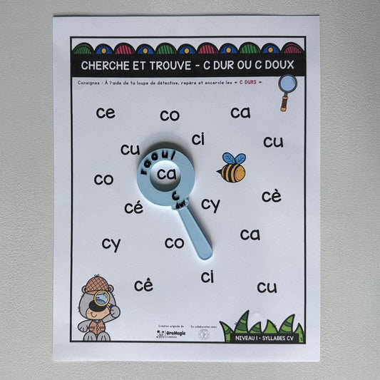 Loupe de détective [c] dur et doux | Outils de langage | En collaboration avec OraMagie