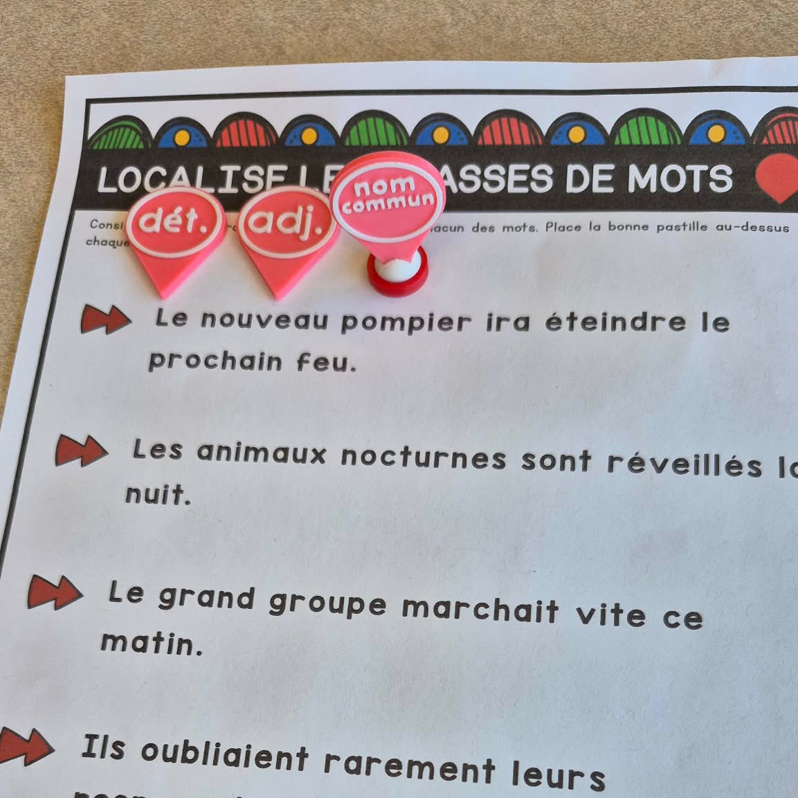 Jetons de localisation des classes de mots | Outils de langage | En collaboration avec OraMagie