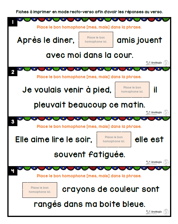 Homophones [mes] et [mais] | Outils de langage | En collaboration avec OraMagie