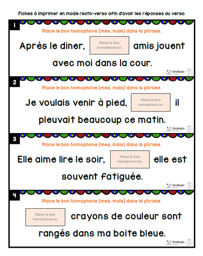 Homophones [mes] et [mais] | Outils de langage | En collaboration avec OraMagie