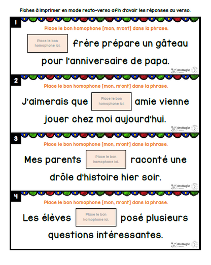 Homophones [mon] et [m'ont] | Outils de langage | En collaboration avec OraMagie