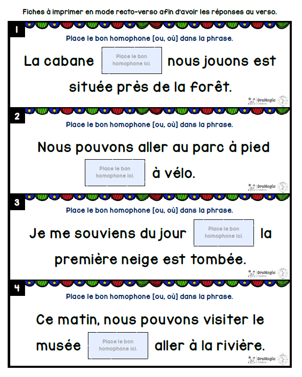 Homophones [ou] et [où] | Outils de langage | En collaboration avec OraMagie