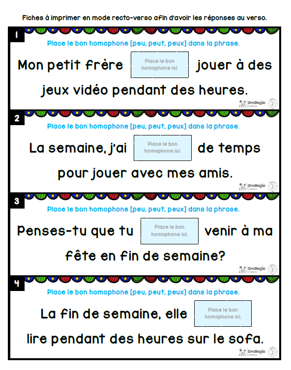 Homophones [peu], [peux] et [peut] | Outils de langage | En collaboration avec OraMagie