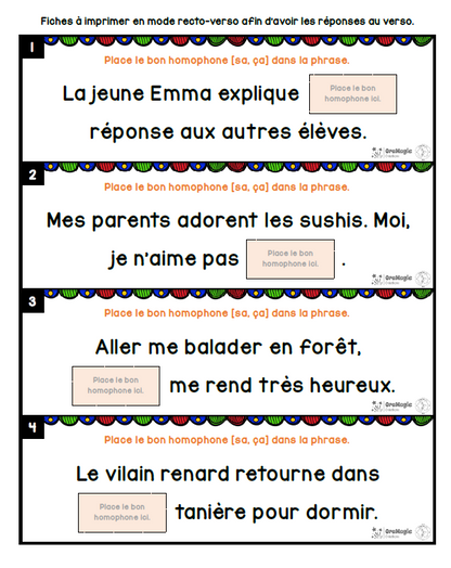 Homophones [sa] et [ça] | Outils de langage | En collaboration avec OraMagie